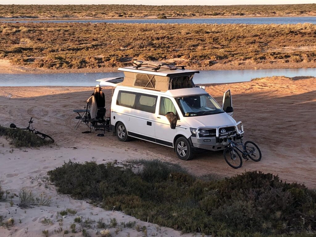 Outback camping in a Frontline VW Transporter van